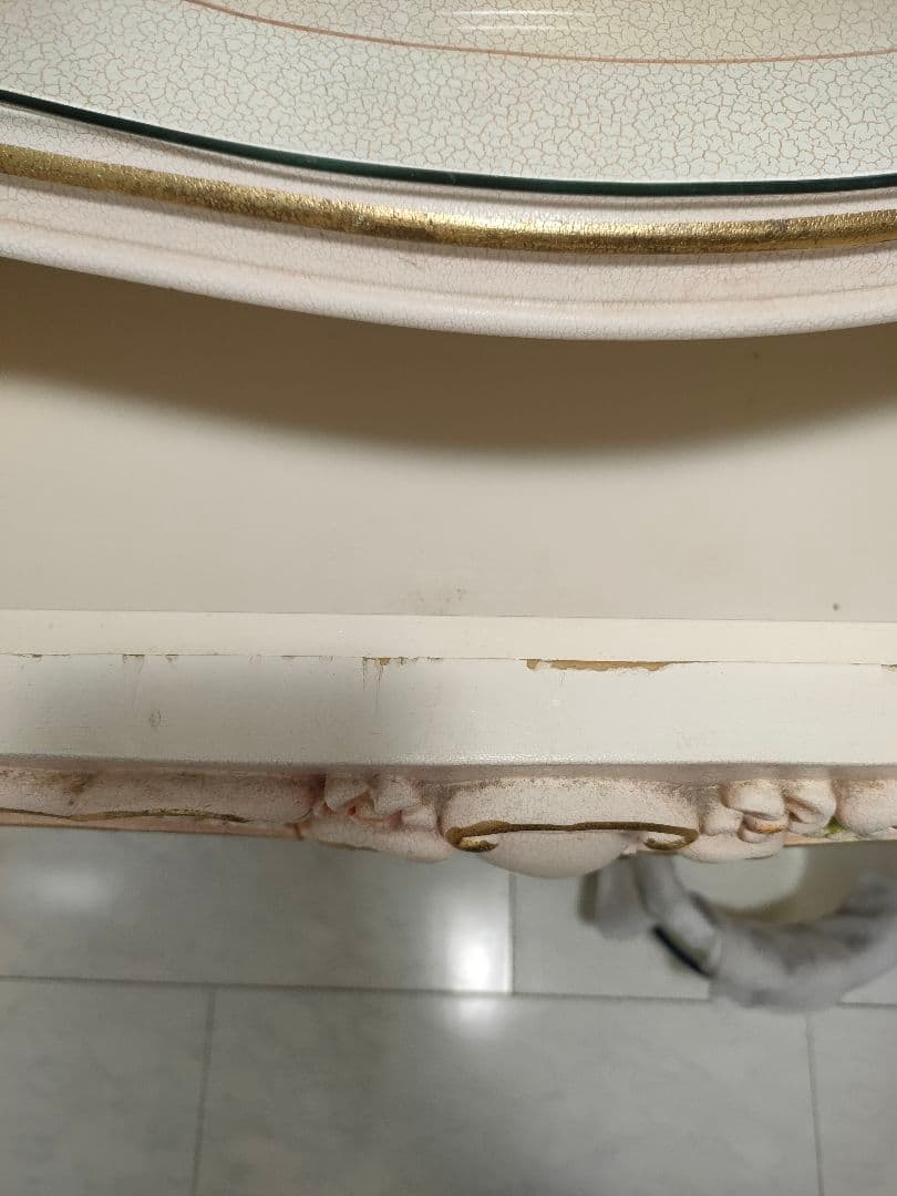 【strawberry様】ロココ調 収納家具 ガラス天板 四段チェスト