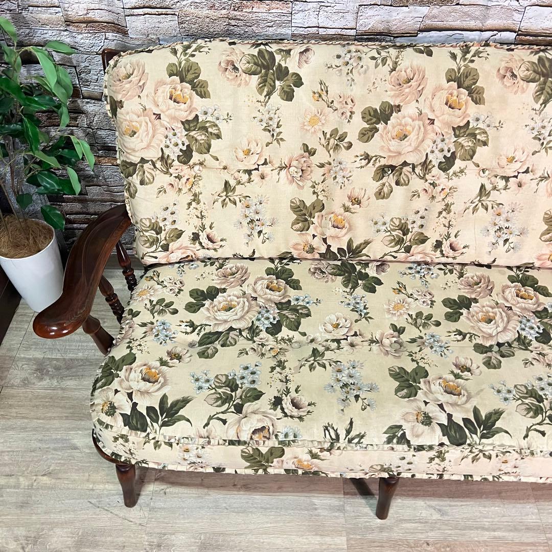 ꧁カリモク家具 karimoku꧂コロニアルシリーズ ソファセット アーム 花柄