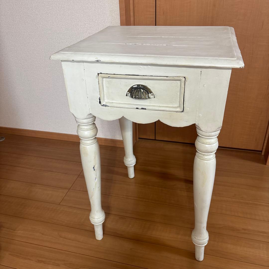 テーブル　アンティーク調　白　ホワイト　サイドテーブル　ドレッサー　鏡台