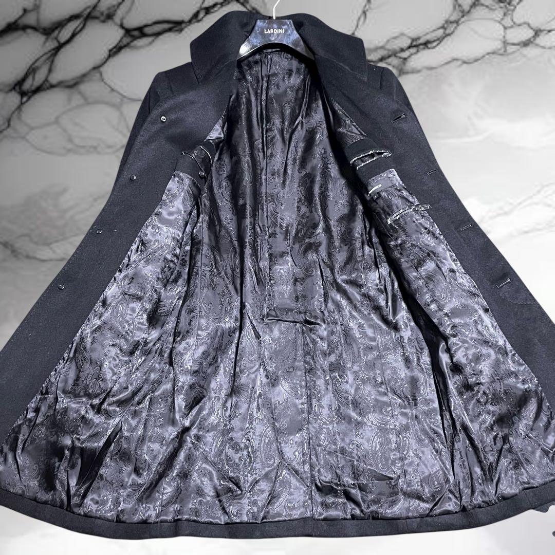 【プラチナ コムサ】美品 高級カシミヤ100% ベルテッド スタンドカラーコート