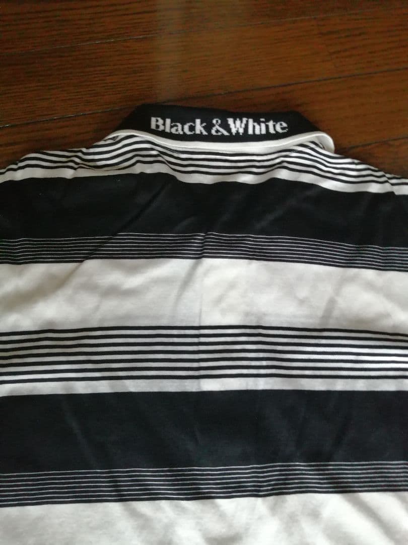 Black & White ストライプ ポロシャツ