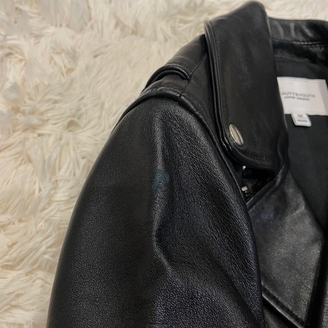 ユナイテッドアローズ Mサイズ ダブルライダース ジャケット 羊革 ブラック