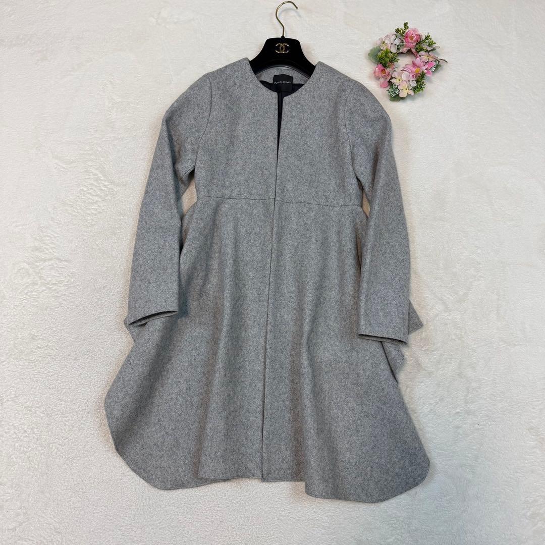 極美品✨米倉涼子さん着 ヨーコチャン 裾フレアコート 36 グレー ドクターX