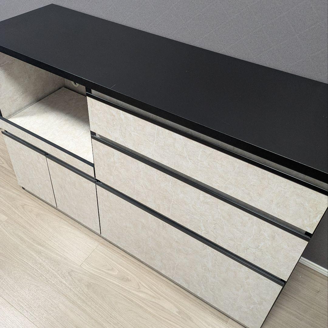 大川家具 日本製 キッチンカウンター ストーンホワイト 完成品