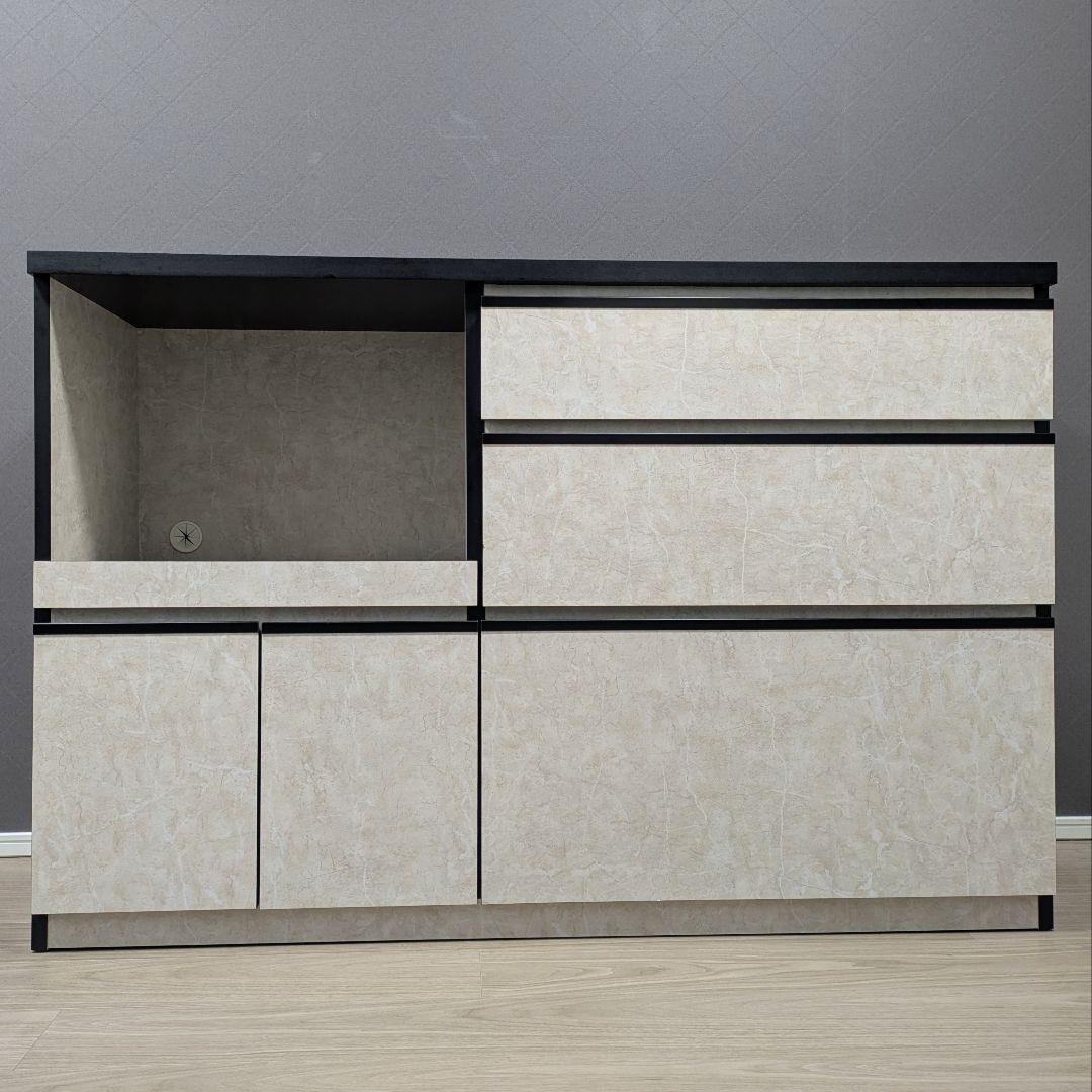 大川家具 日本製 キッチンカウンター ストーンホワイト 完成品