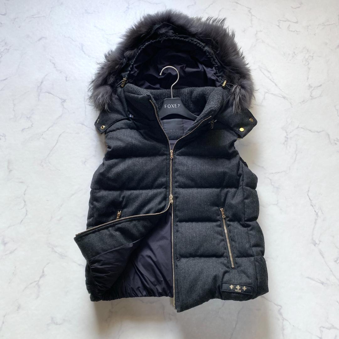 美品✨TATRAS タトラス ルセラ ダウンベスト フード ファー グレー M