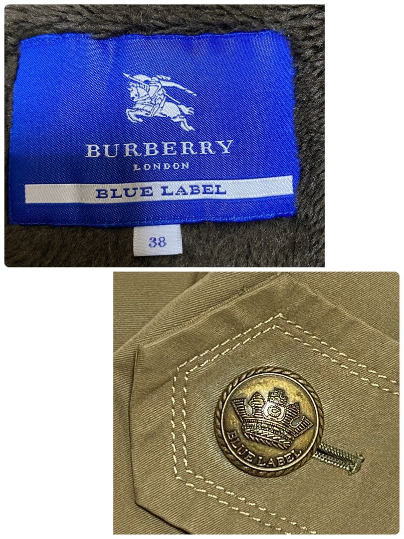 バーバリーブルーレーベル ダッフルコート ノバチェック ブラウン 38