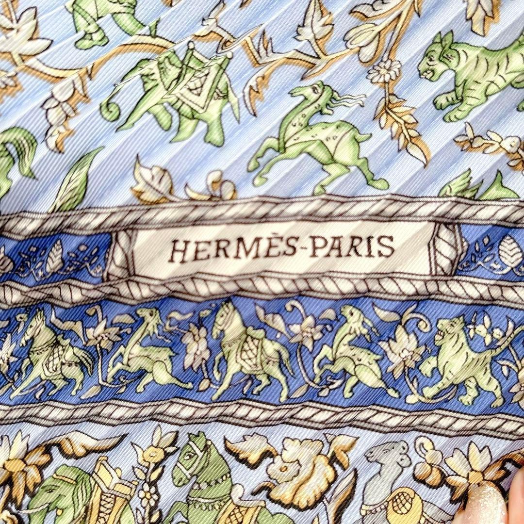 極美品エルメス HERMES カレ90 プリーツ プリセ インドの狩猟 箱付き
