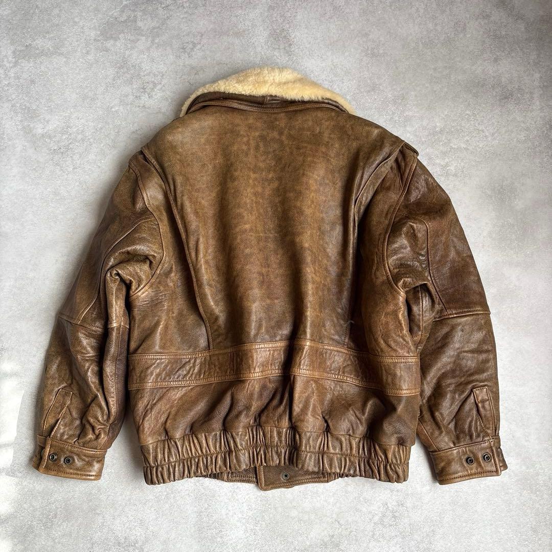 G-1シープスキンレザージャケットフライトジャケットジップアップブルゾン4way