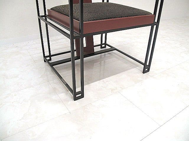 希少品　ポストモダン　アイアンフレームチェア/レッド　幾何学チェア/モダン