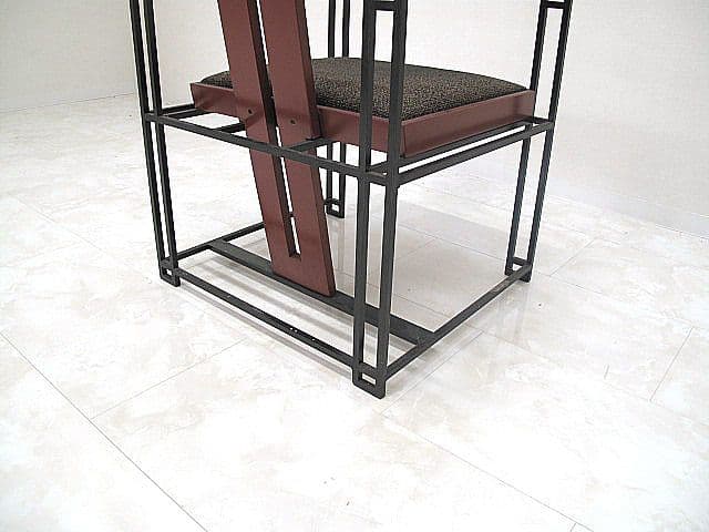 希少品　ポストモダン　アイアンフレームチェア/レッド　幾何学チェア/モダン