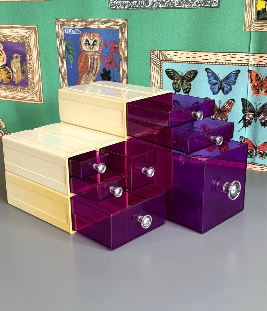 スペースエイジ　連結小物入れ　カセッター　アクリル　プラスチックケース　引き出し