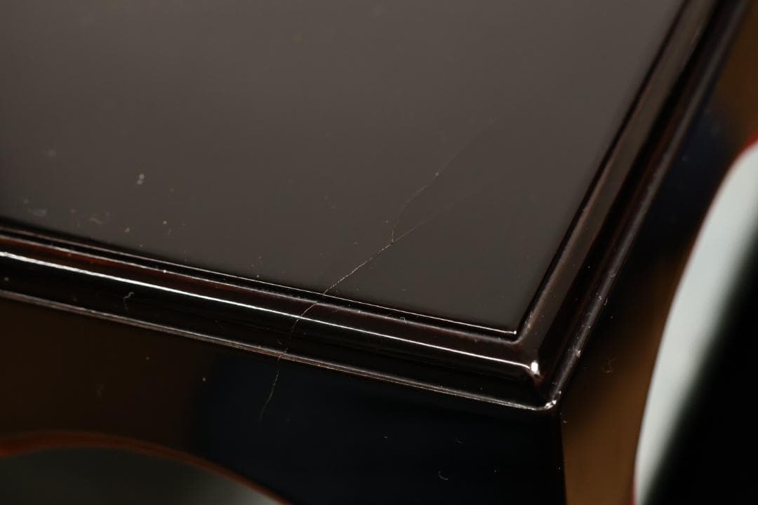 時代漆器　特大　京都高級漆器　美濃屋 監製　厚物式 平卓　黒塗　床飾　漆芸品