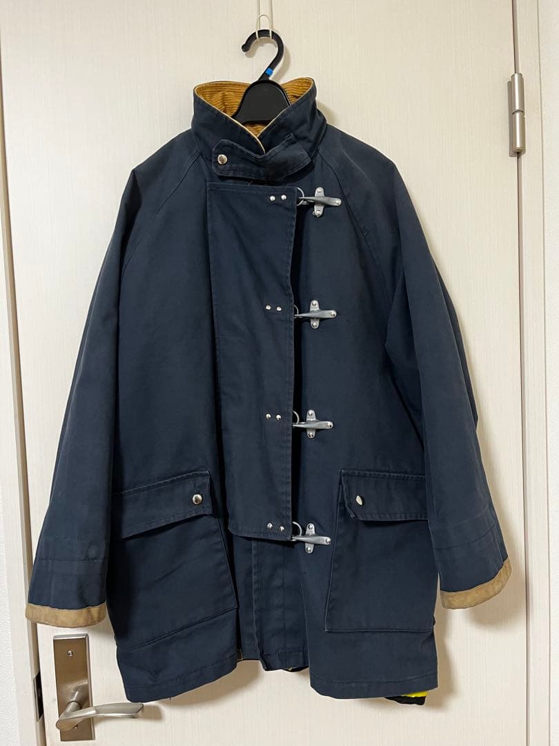 古着イタリア製ファイヤーマンジャケット ネイビー襟コーデュロイ ライナー着脱式