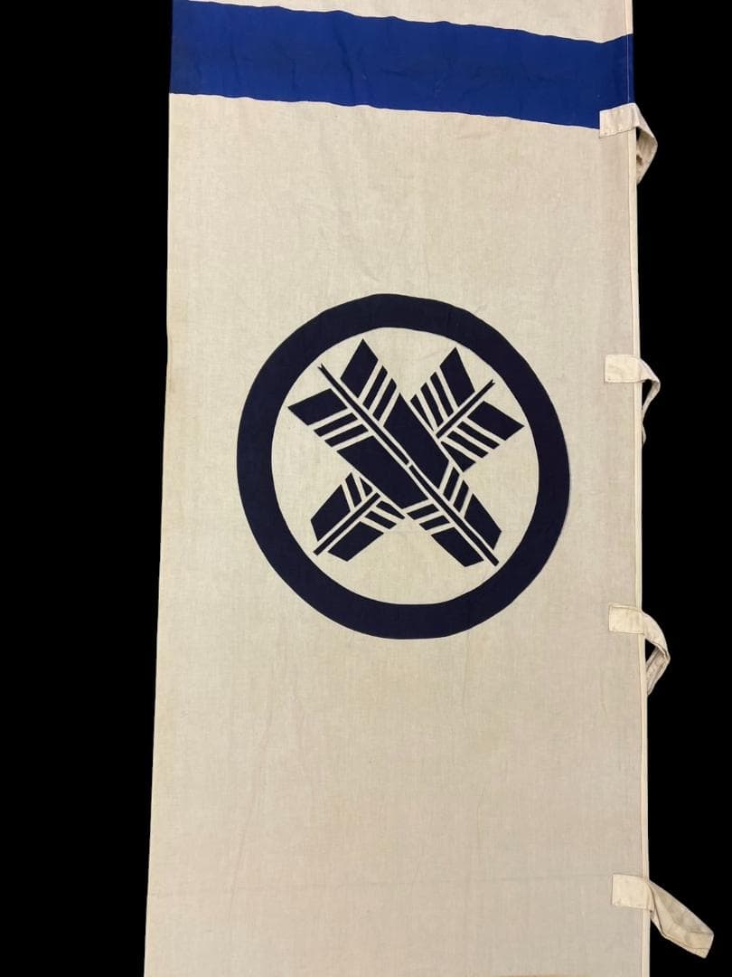 時代物 のぼり古布 布 木綿 武者絵 幟旗 侍 五月 670 x 85cm