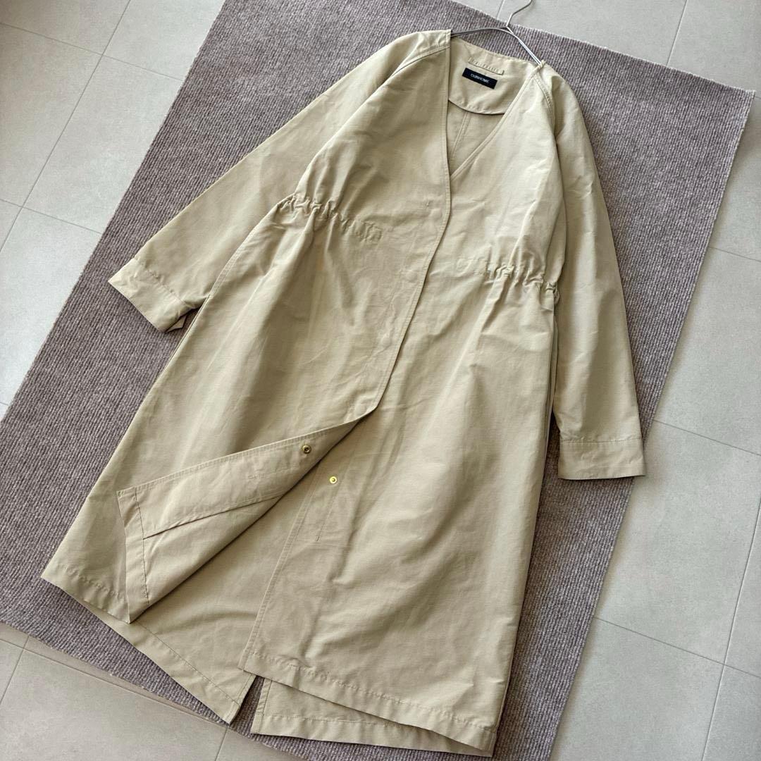 未使用級 OUR♡頼れるノーカラーコート 撥水 洗濯可 軽量 ベージュ