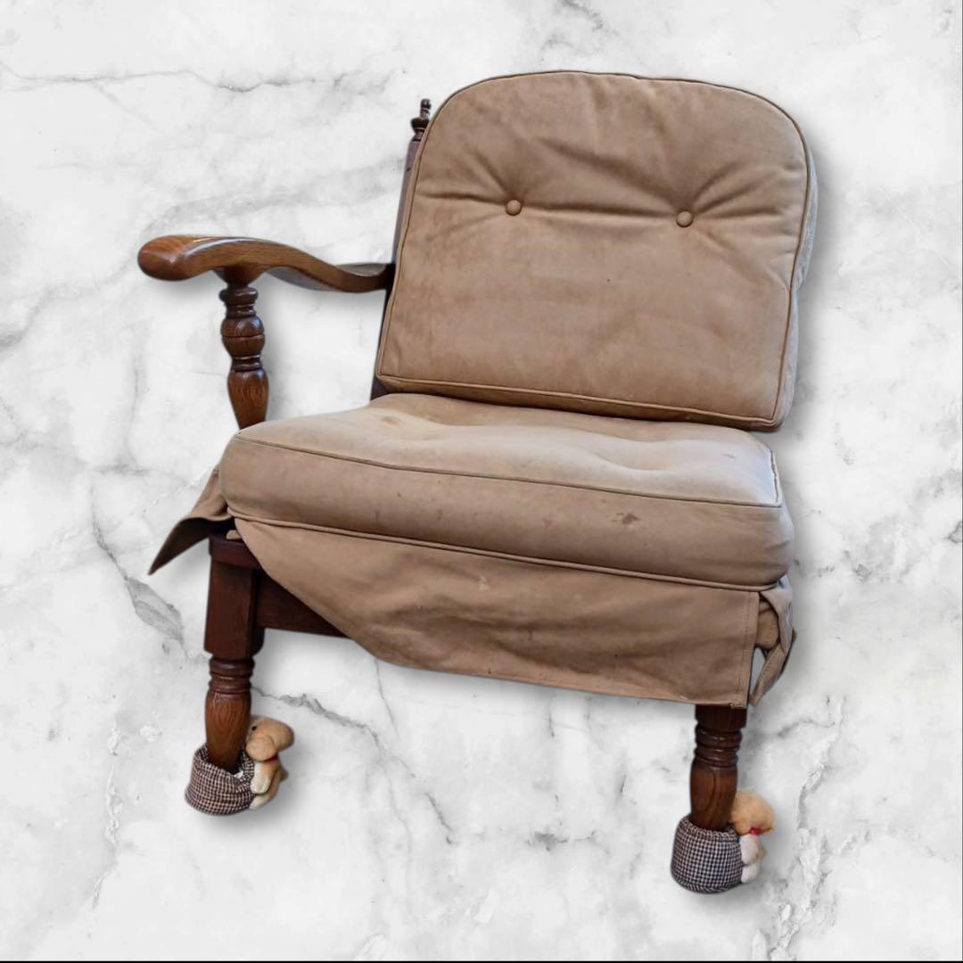 ⑧キツツキマーク 飛騨産業 木製チェア クッション付き