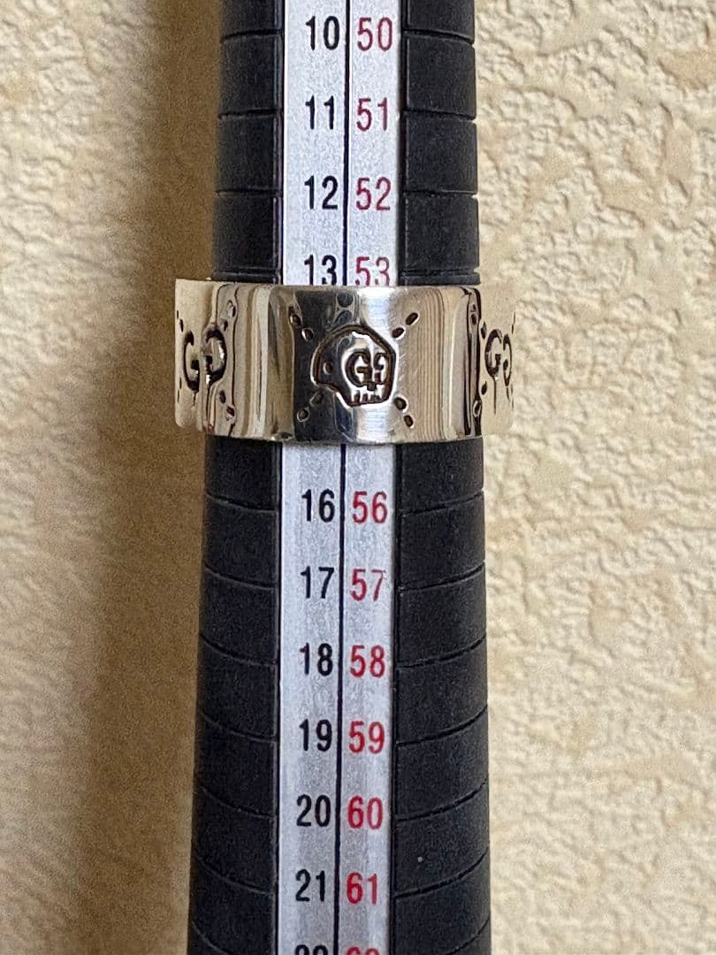 GUCCI ブランデッドG スカル ワイド 刻印サイズ:15号【箱/ポーチ付】