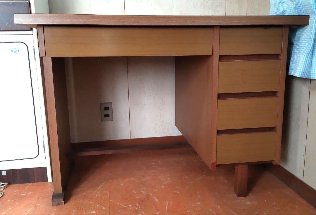 【送料込:たのメル便】学習机 片袖 事務机 昭和レトロ