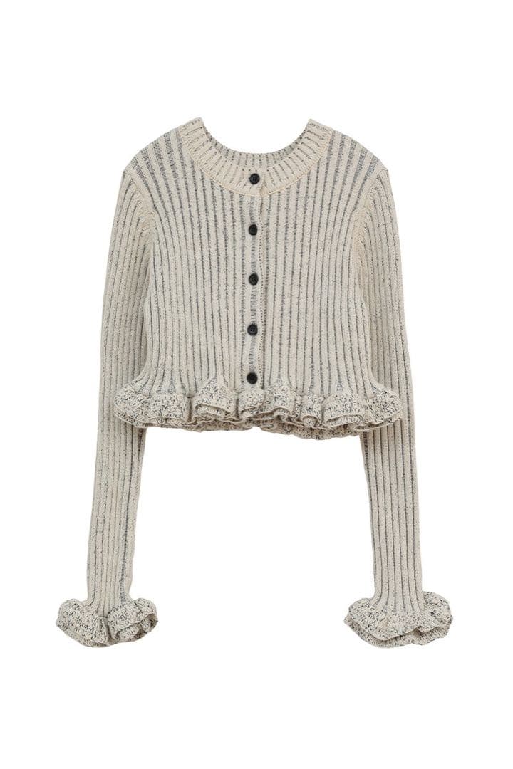 トップス CLANE W FACE SHORT FRILLED KNIT TOPS