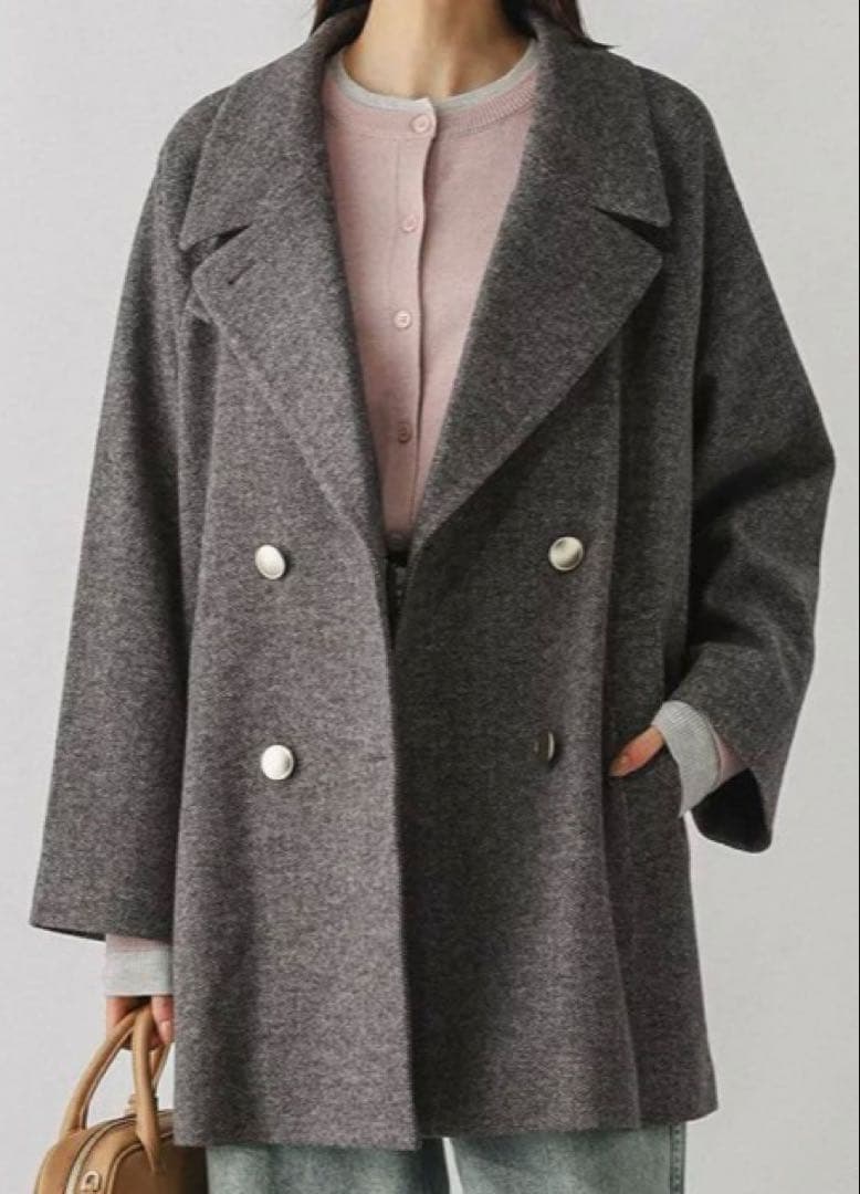 グローバルワーク　軽やかストレッチ襟2WAYミドルコート