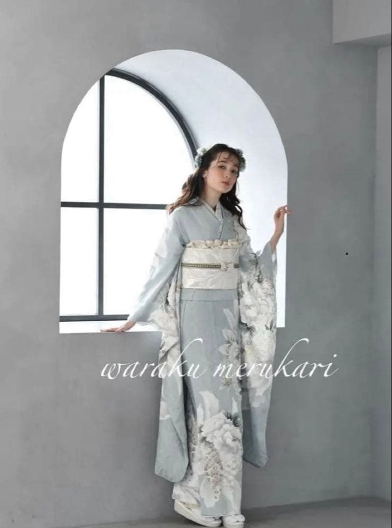 ♦︎くすみ水色♦︎銀彩加工♦︎豪華刺繍♦︎牡丹紋♦︎成人式♦︎✳︎特急対応