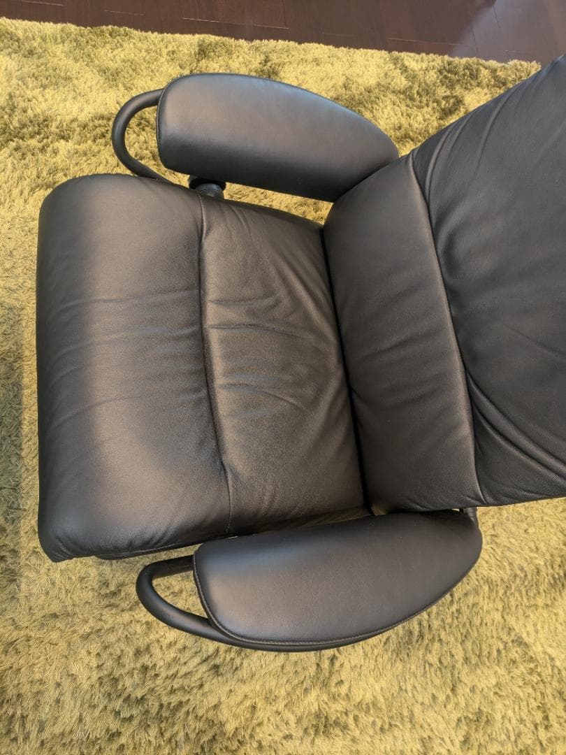 【美品】EKORNES Stresslessレザーリクライニングチェア　ブラック