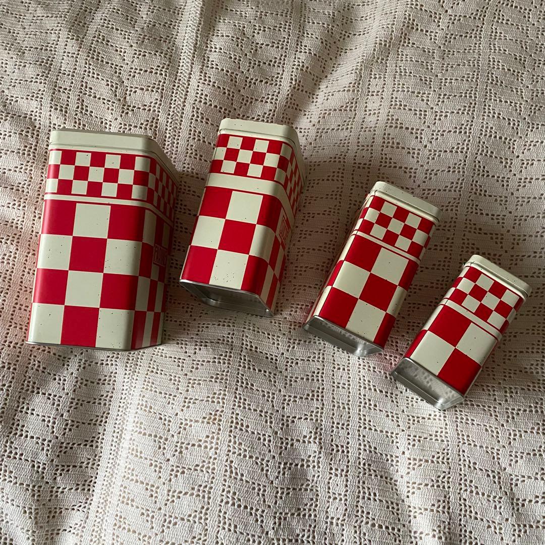 コントワール・ドゥ・ファミーユ　ティン 缶ダミエ キャニスター ４個セット