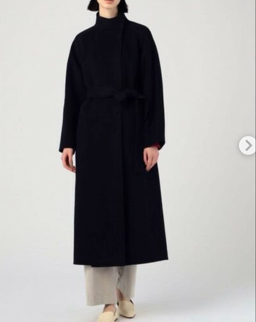 【トゥモローランド 】スーパーダブルフェイスベルテッドコート ネイビー34