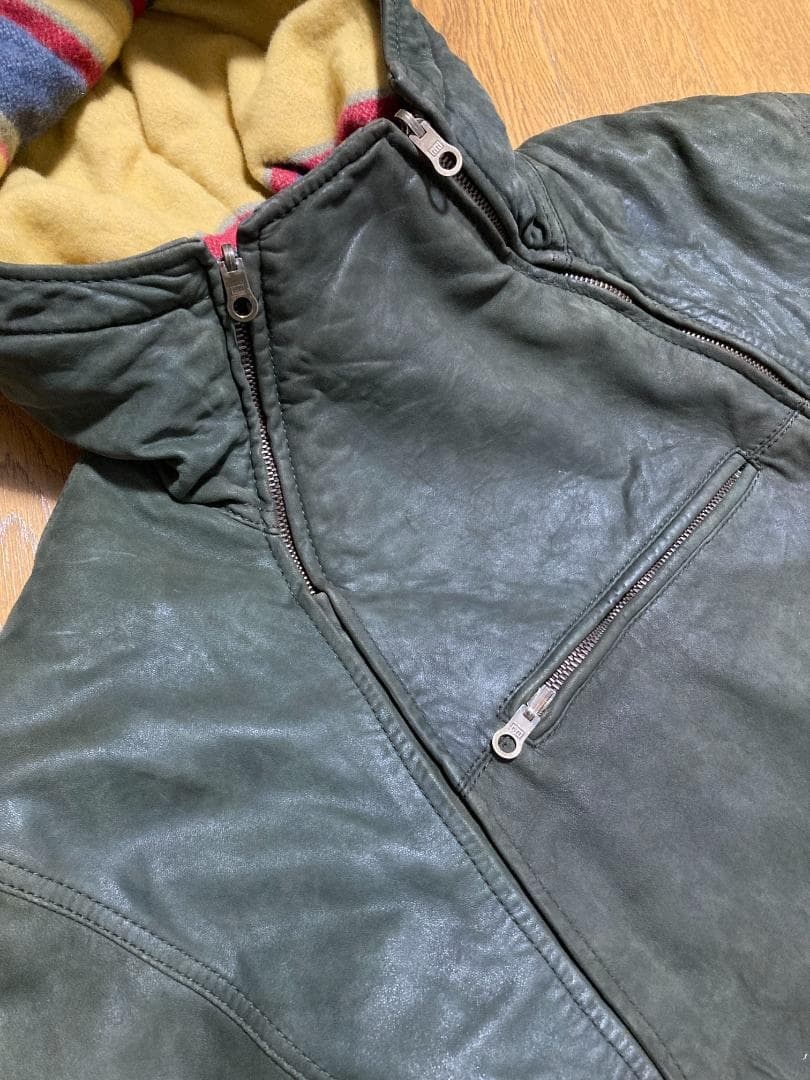 ジャケット・アウター 90s HUGO BOSS DEFORMATION LEATHER PARKA