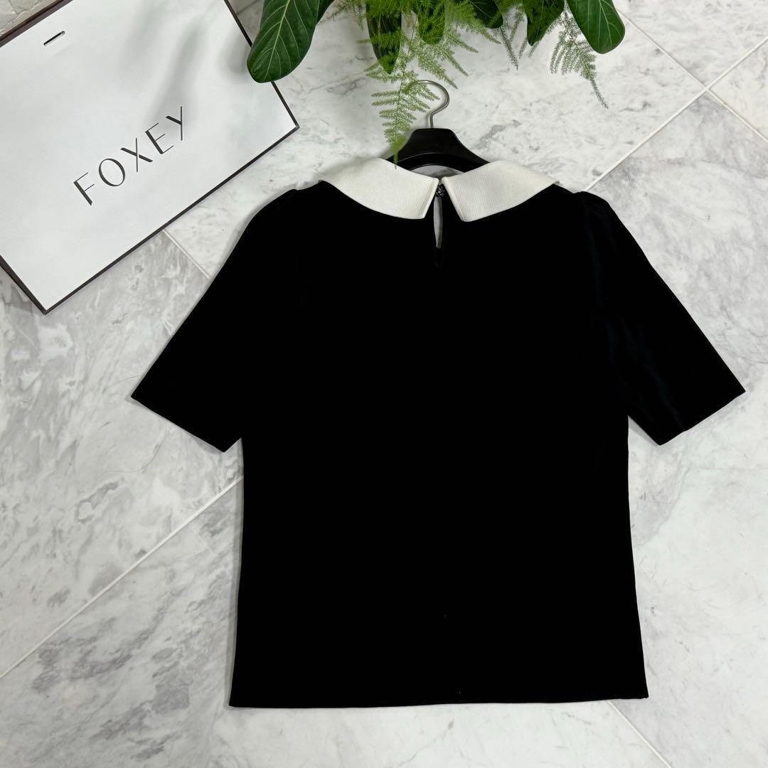 新品同様★FOXEY/フォクシー トップス白衿 40 ブラック