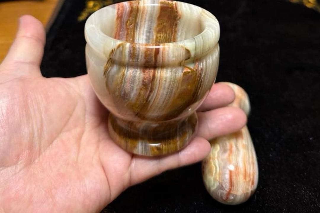 アフガニスタン産 アフガンジェイド オニックス 乳鉢乳棒 工芸品 オブジェ