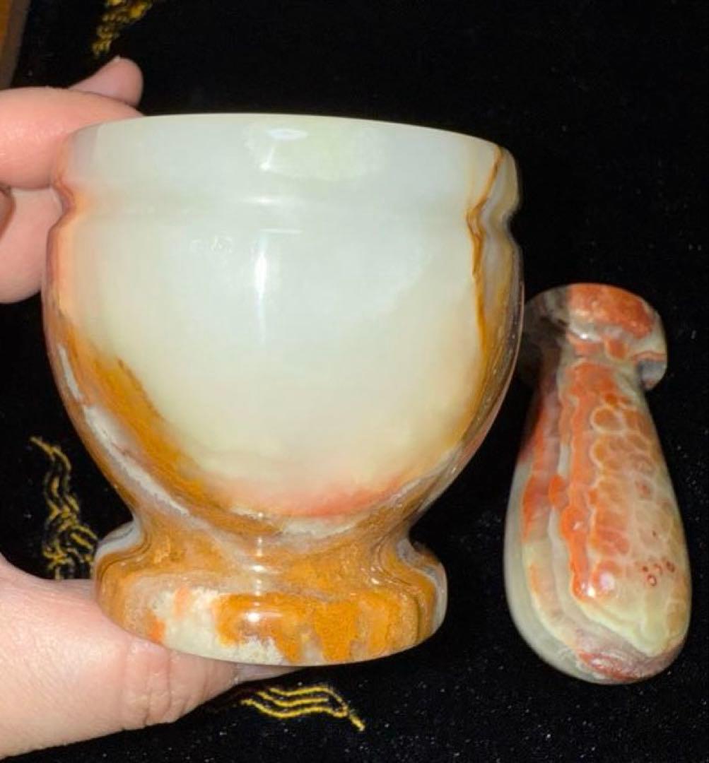 アフガニスタン産 アフガンジェイド オニックス 乳鉢乳棒 工芸品 オブジェ