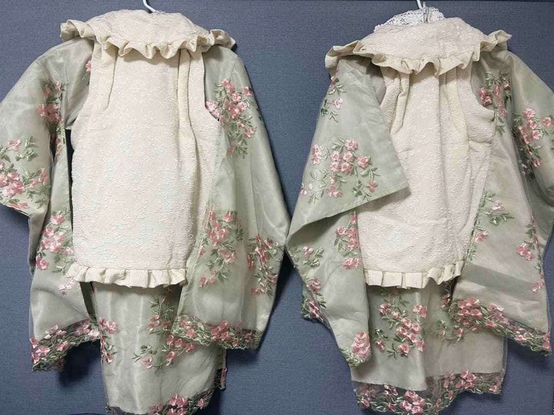 双子　七五三　キャサリンコテージ花柄レース着物　着画あり　100cm