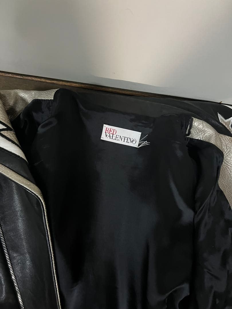 RED VALENTINO ブラックレザー ライダースジャケット