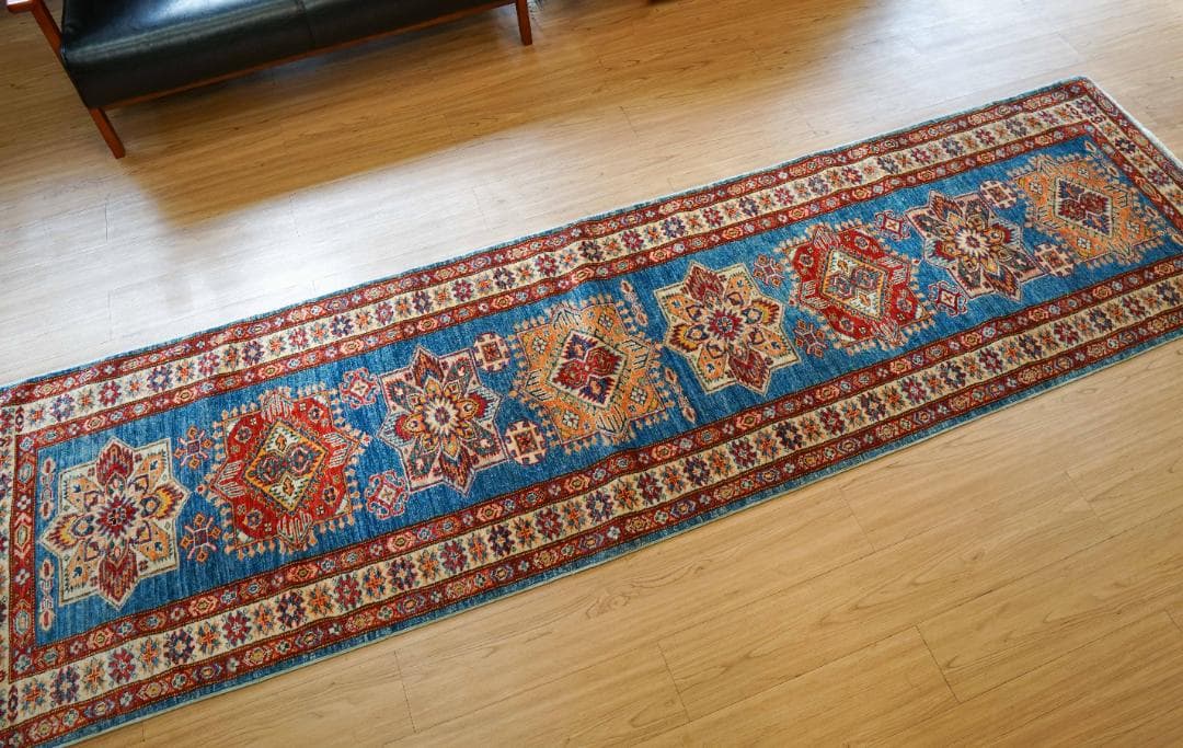 アフガニスタン手織りガズニウールラグ 　ペルシャ ランナー　299×82cm