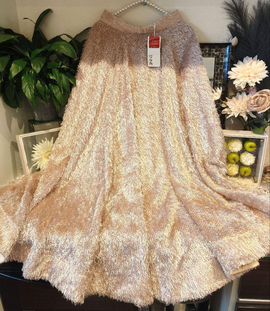 タグ付き JENNE 日本製ラグジュアリーシャギースカート ピンク