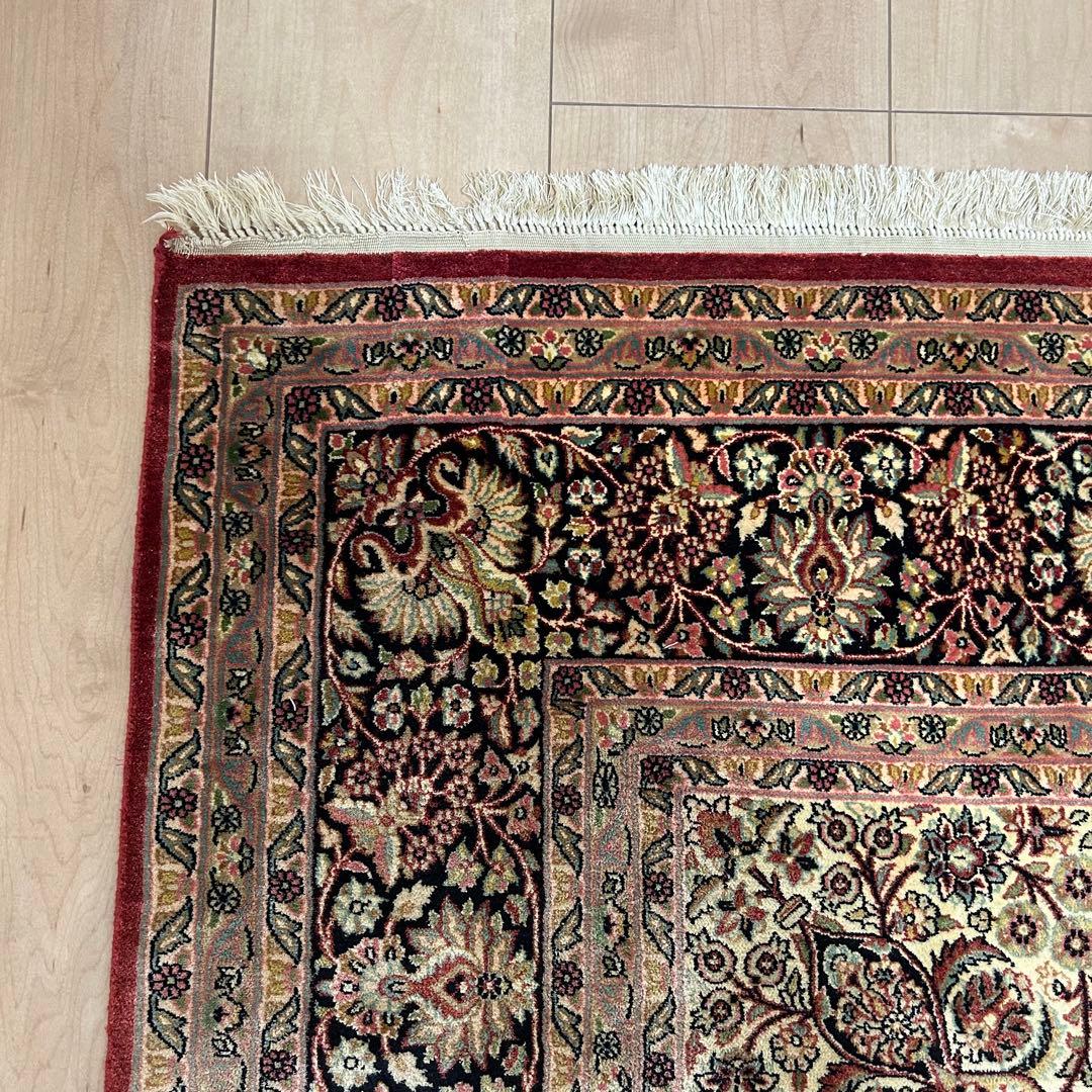 トルコ絨毯　手織り　シルク100% ヴィンテージラグ　189x122㎝