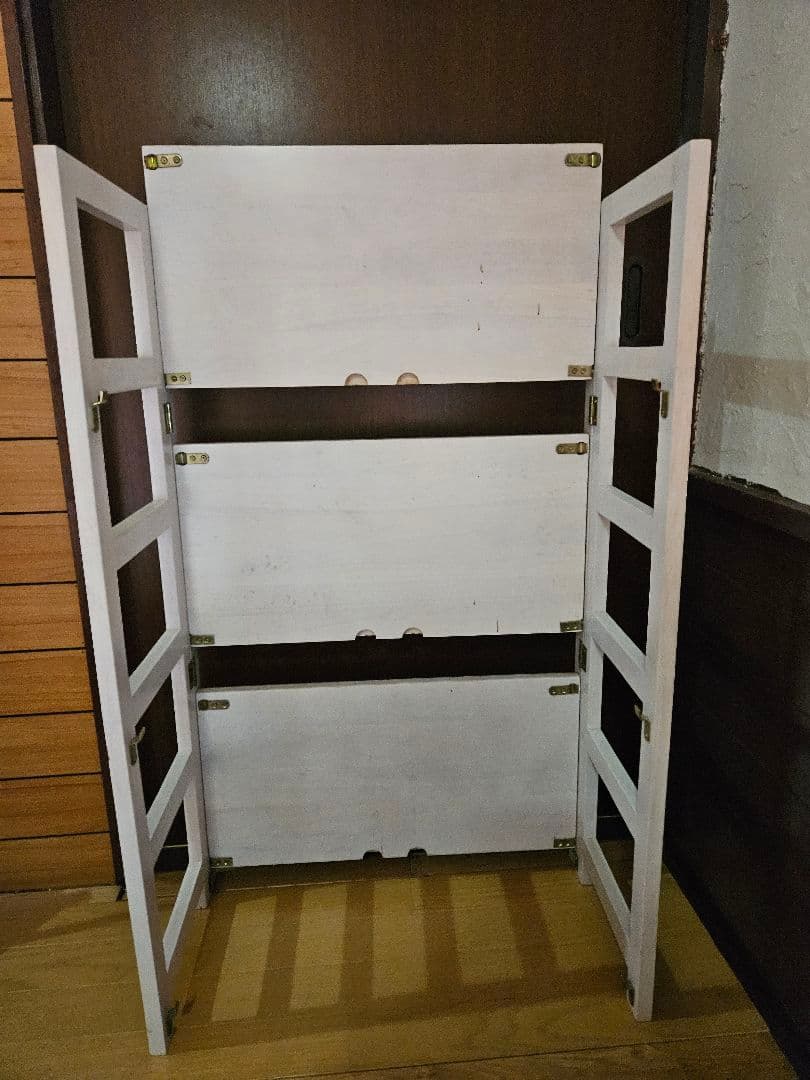 希少/女性でも簡単/パッと折り畳み/棚/ホワイト3段/イベント什器/引っ越し楽々