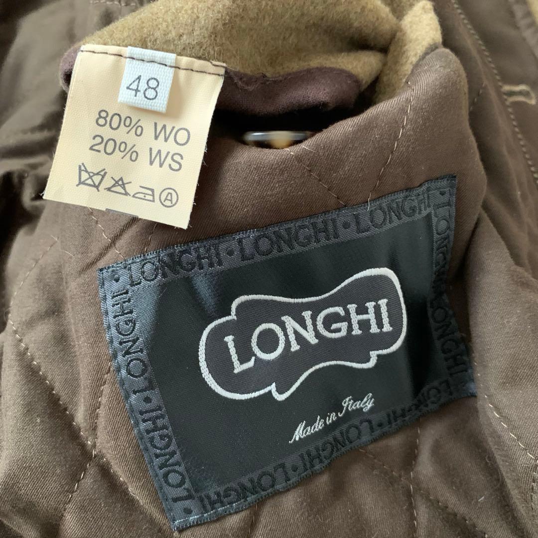 美品　LONGHI ウール　カシミヤ　ハーフコート　イタリア製　レザー　48