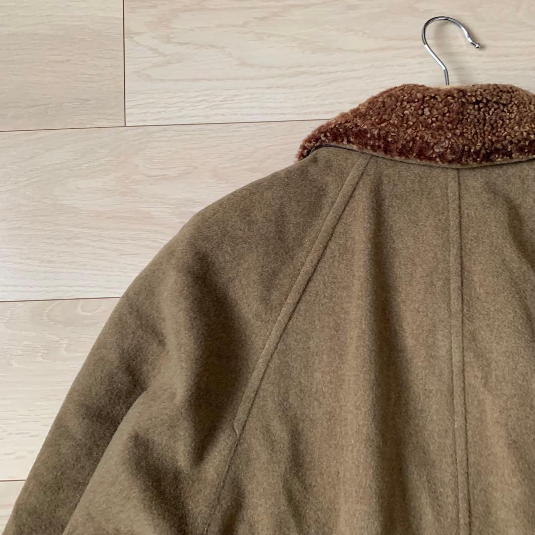 美品　LONGHI ウール　カシミヤ　ハーフコート　イタリア製　レザー　48