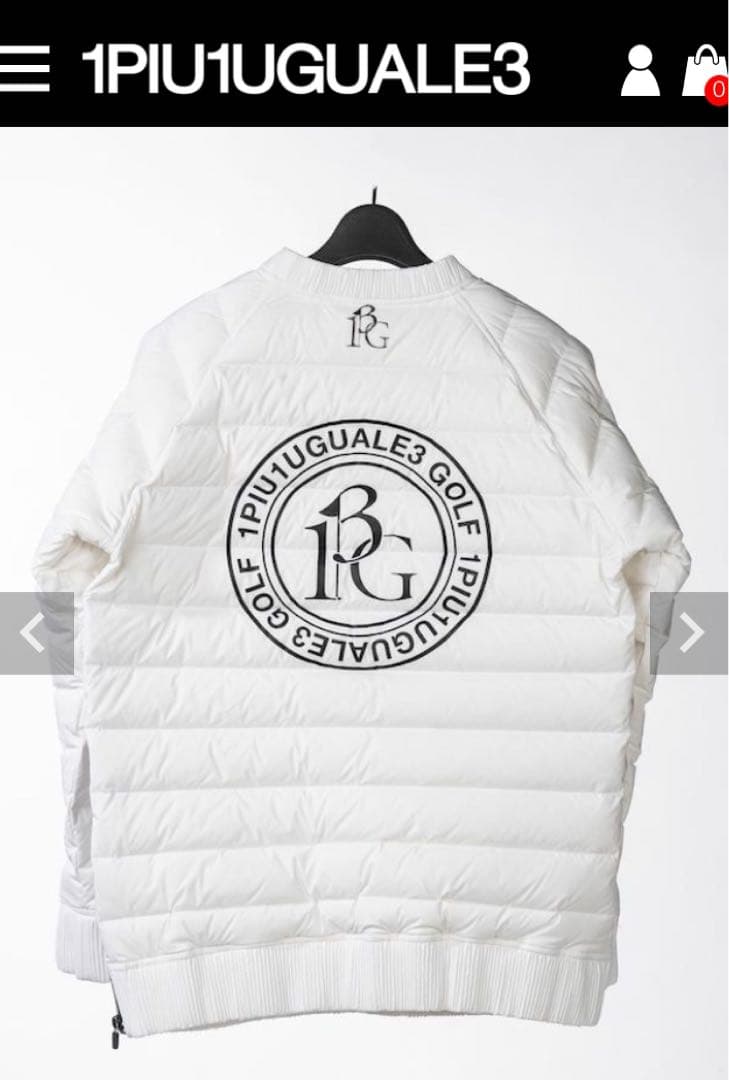 極美品！1PIU1UGUALE3 GOLF ダウンスニードジャック　ホワイト　L