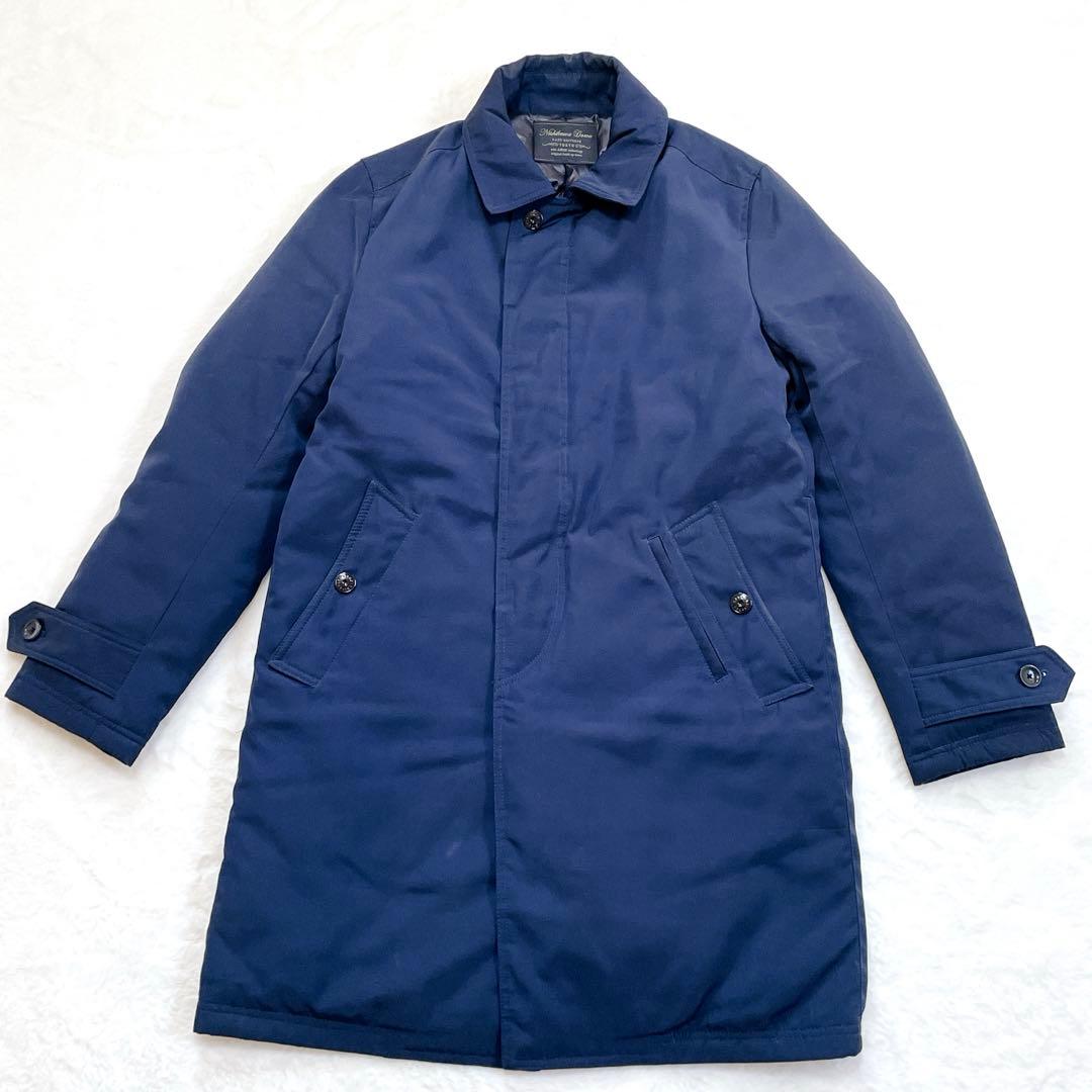 ナノ・ユニバース×西川ダウン　ステンカラーコート　ネイビー