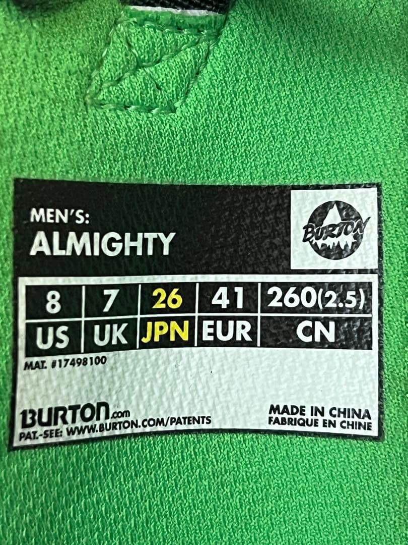 値下交渉無し Burton Almighty バートンアルマイティ 26cm美品
