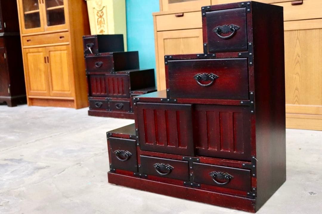 GMIK382B○階段箪笥 時代箪笥 和家具 和モダン 和室 座敷 古民家 チェ