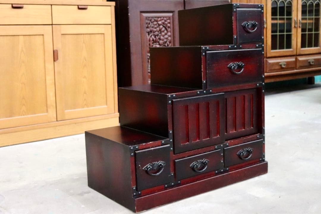 GMIK382B○階段箪笥 時代箪笥 和家具 和モダン 和室 座敷 古民家 チェ