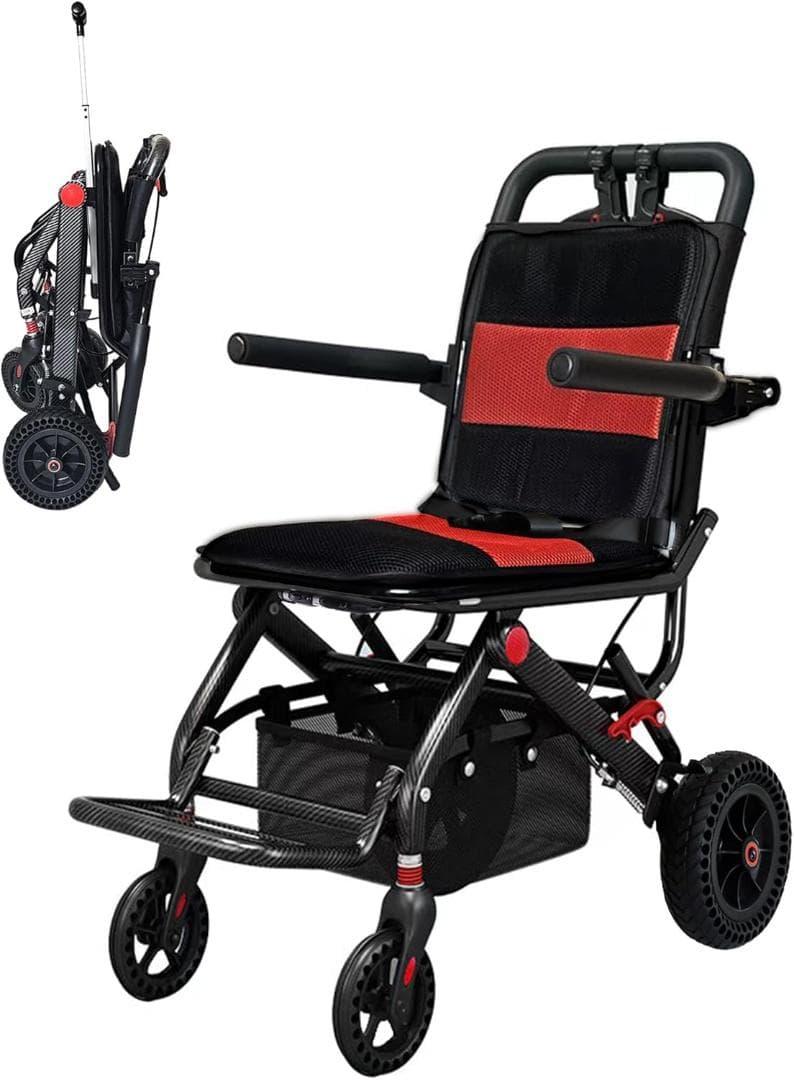 ざ*ん様 車椅子 軽量車いす 介助用買い物かご付き 車椅子 折りたたみアルミニウ