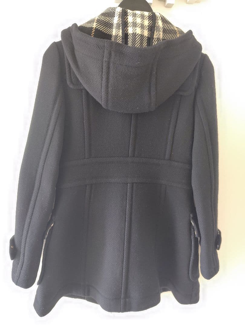 【美品】BURBERRY BLUE LABEL　ダッフルコート 黒 チェック裏地