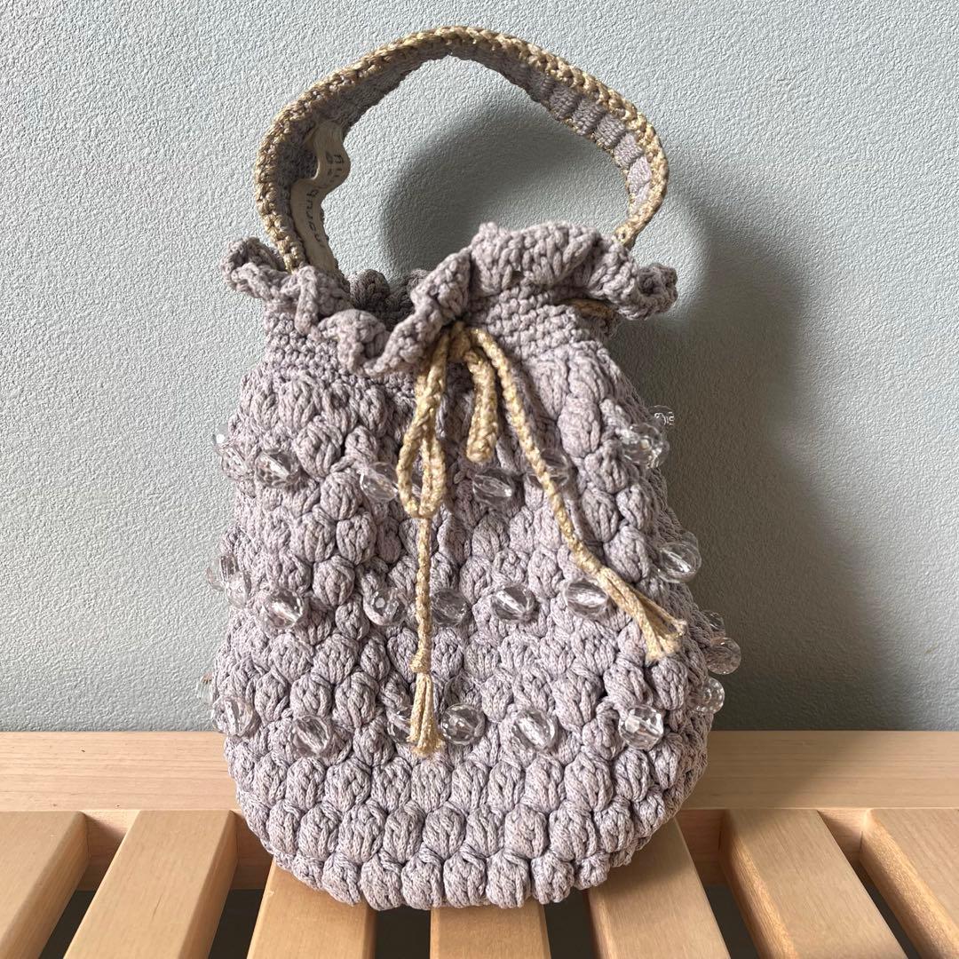かぎ編み　巾着　カバン　ポーチ　ベトナム　かばん