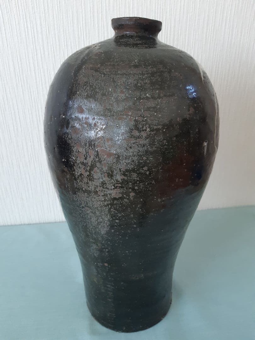 梅瓶 黒高麗 人参葉文 陶器 壺 朝鮮